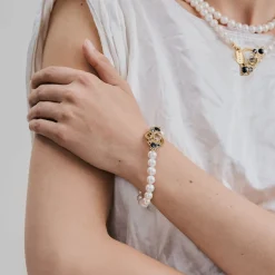 Artystyczny naszyjnik z bransoletką z pereł z kryształowymi zawieszkami z kolekcji Soda