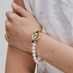 Artystyczny naszyjnik z bransoletką z pereł z kryształowymi zawieszkami z kolekcji Soda