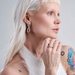 Asymetryczne kolczyki z kolekcji New Stone ze srebra