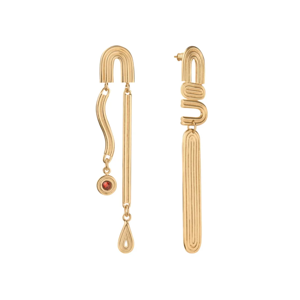 Asymetryczne, wiszące kolczyki z kryształem z kolekcji Holos