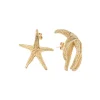 Asymetryczne, złote kolczyki rozgwiazdy z kolekcji Maris