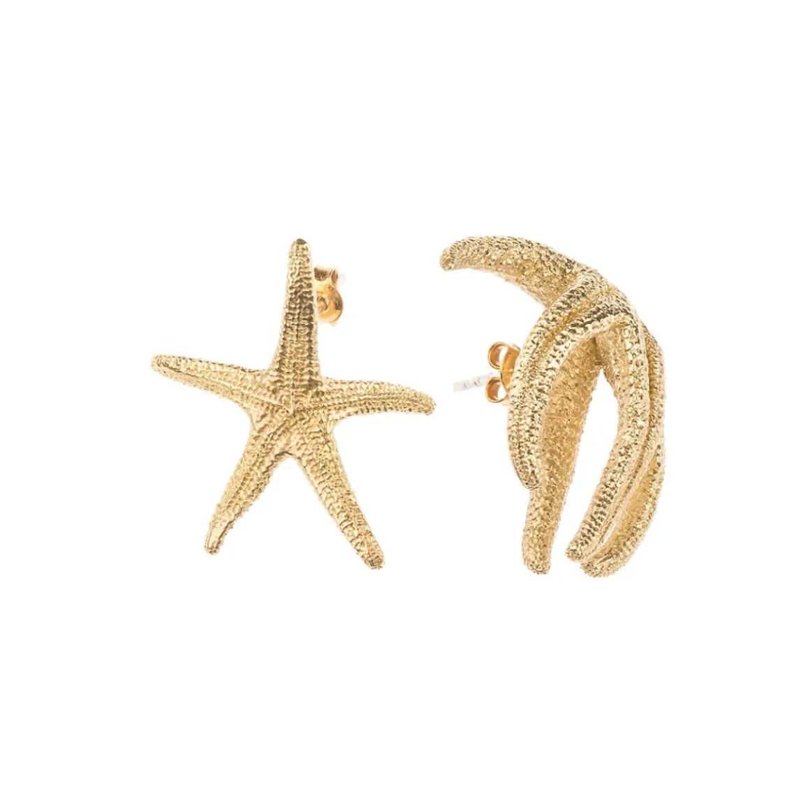 Asymetryczne, złote kolczyki rozgwiazdy z kolekcji Maris