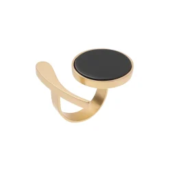 Asymetryczny pierścionek z onyksem z kolekcji Parer