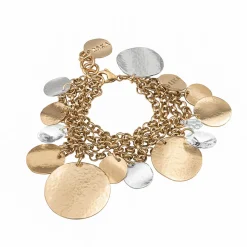 Bransoletka na łańcuchu ze złoto-srebrnymi zawieszkami i kryształami z kolekcji Rundo