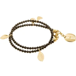 Bransoletka z czarnych kamieni naturalnych ze złotymi zawieszkami z kolekcji Bery