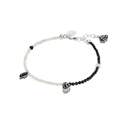 Bransoletka z onyksów i pereł z ozdobnymi zawieszkami z kolekcji Minakari