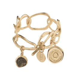 Bransoletka ze złotych ogniw z syntetycznym kamieniem z kolekcji New Stone