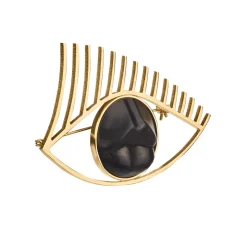 Broszka z rzeźbionymi w drewnie ustami z kolekcji Kembali