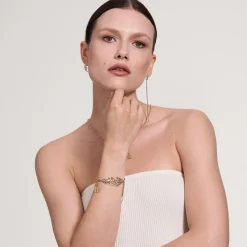 Delikatna pozłacana bransoletka z ozdobnym łańcuszkiem z kolekcji Thuja