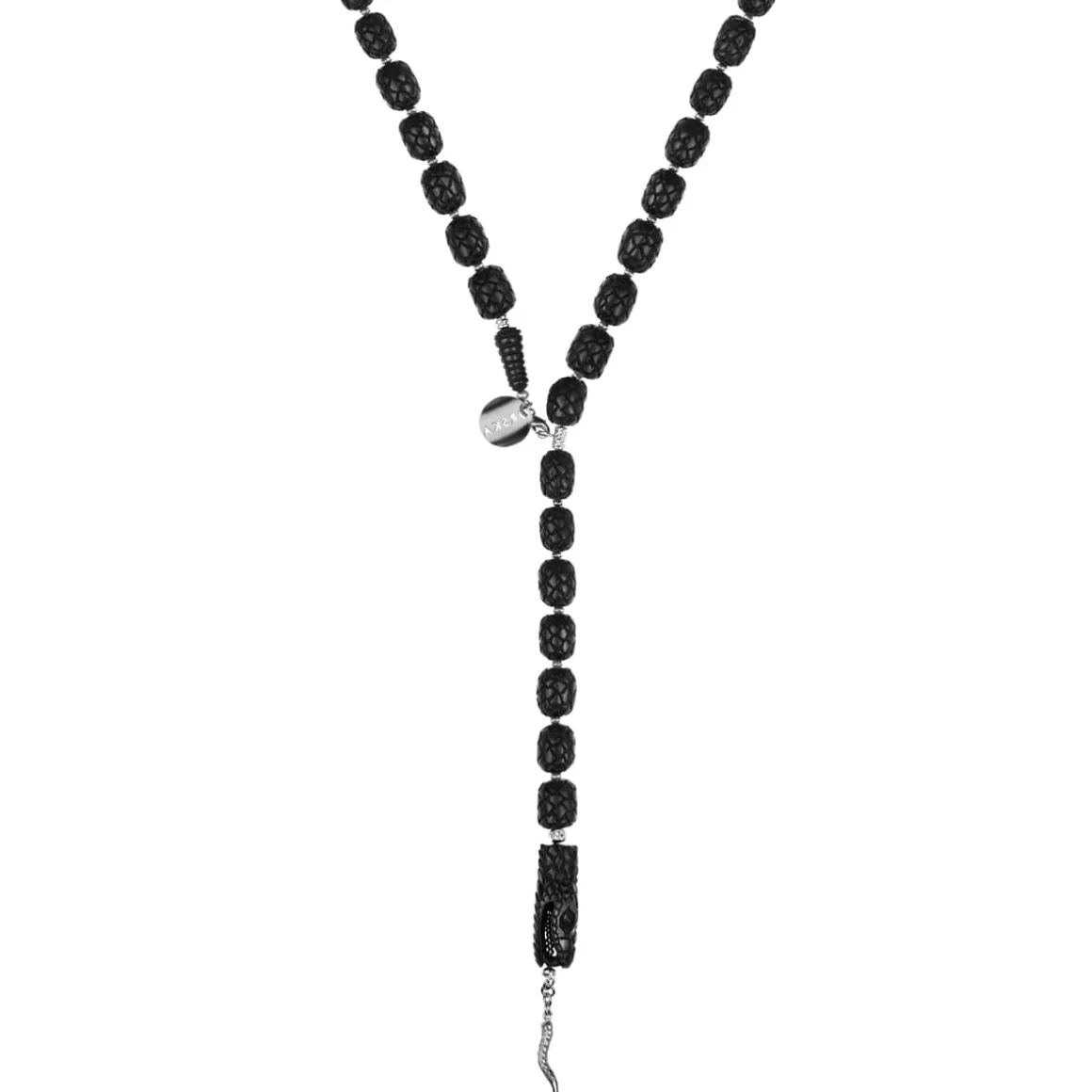 Drewniany naszyjnik ze srebrem w formie węża z kolekcji Kembali