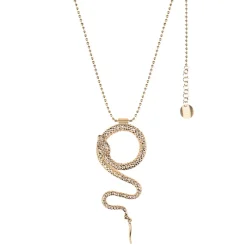 Długi, pozłacany naszyjnik z zawieszką w kształcie węża z kolekcji Kembali