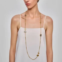 Długi, pozłacany naszyjnik z pieczęciami z kolekcji Semios