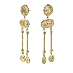 Długie kolczyki z fragmentami medalionów z kolekcji Semios