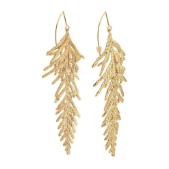 Długie pozłacane kolczyki gałązki z kolekcji Thuja