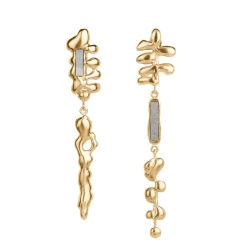 Długie, pozłacane kolczyki z meteorytem z kolekcji Meteoros