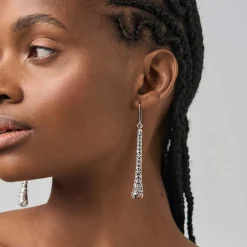 Długie, srebrne kolczyki z ametystami z kolekcji Duo