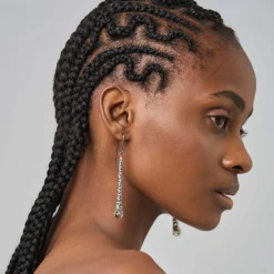 Długie, srebrne kolczyki z ametystami z kolekcji Duo