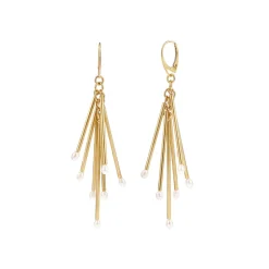 Długie, złote kolczyki z perełkami z kolekcji Astro