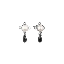 Eleganckie, srebrne kolczyki z perełkami i kryształami z kolekcji Soda