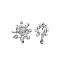 Gwiaździste, srebrne kolczyki z meteorytem z kolekcji Meteoros