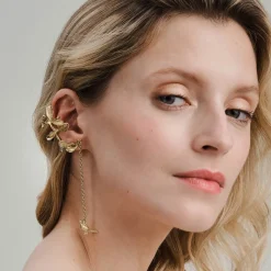 Kolczyk i nausznica z motywem roślin i kryształami z kolekcji Bery