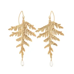 Kolczyki złote gałązki z kryształami z kolekcji Thuja