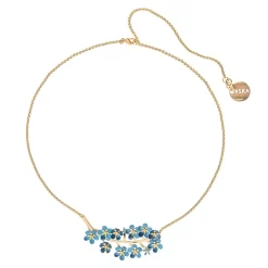 Krótki, złoty naszyjnik z niezapominajkami z kolekcji Plantis