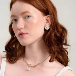 Kwiatowe kolczyki na sztyft - Rumianek