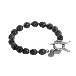 Limitowana bransoletka z drewnianymi koralami i srebrnymi elementami z kolekcji Kembali