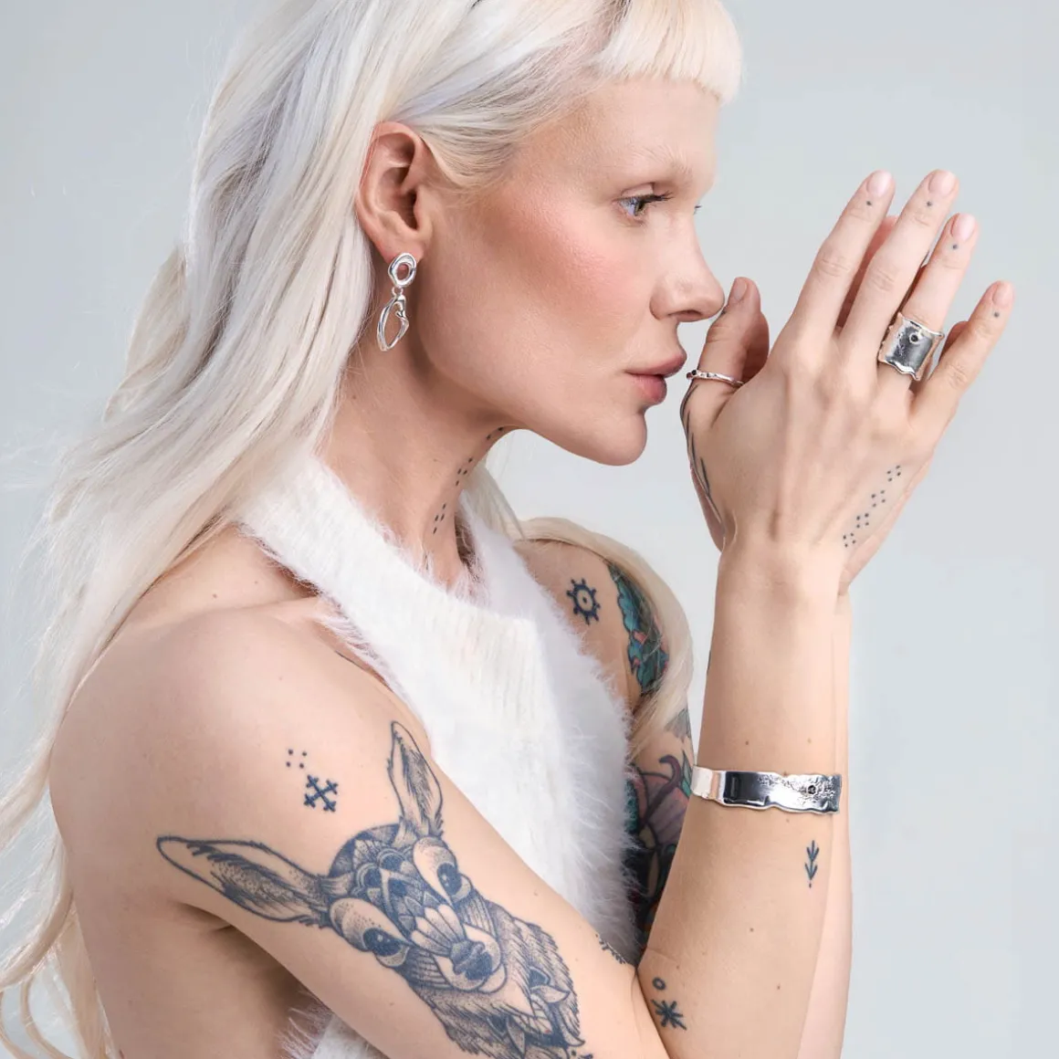 Nieregularna srebrna bransoletka z kolekcji New Stone