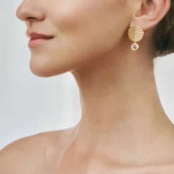 Okrągłe kolczyki na sztyft z szarymi kryształami z kolekcji Holos