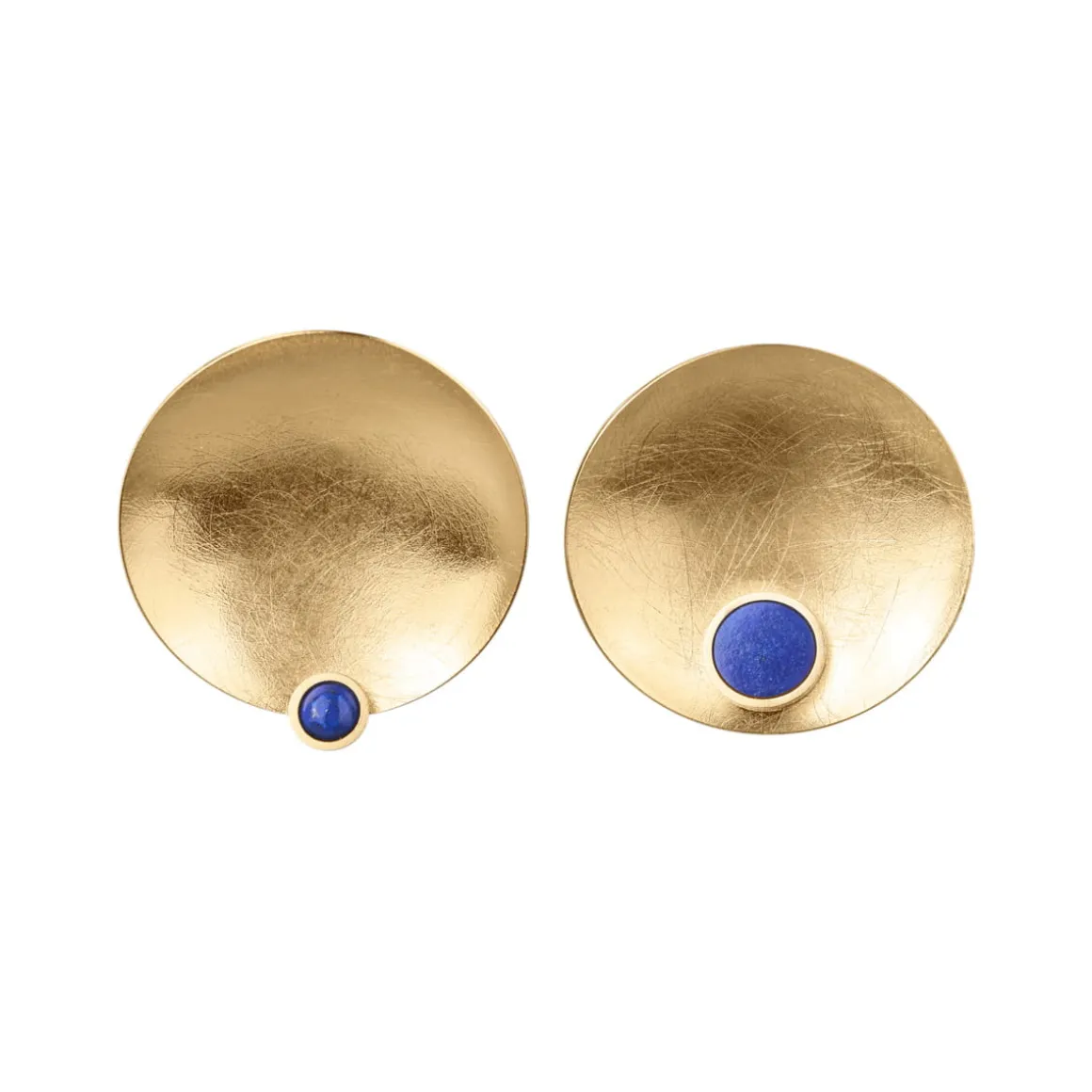 Okrągłe, pozłacane kolczyki z lapis lazuli z kolekcji Orini