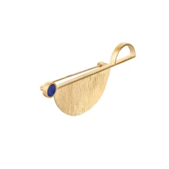 Podłużna pozłacana broszka z lapis lazuli z kolekcji Orini