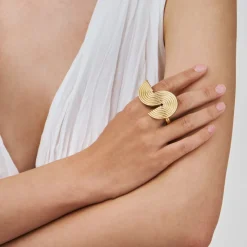 Podwójny, pozłacany pierścionek z kolekcji Holos