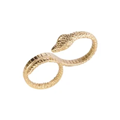 Podwójny, pozłacany pierścionek wąż z kolekcji Kembali