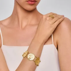 Pozłacana bransoletka z ozdobnych medalionów z kolekcji Semios