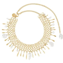 Pozłacana kolia choker z perłami