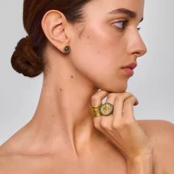 Pozłacana, szeroka obrączka z kolekcji Semios