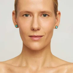 Pozłacane, drobne kolczyki z amazonitem z kolekcji Gelato