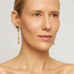 Pozłacane, długie kolczyki z kyanitem z kolekcji Gelato