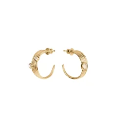 Pozłacane kolczyki - koła z kryształem górskim z kolekcji Prato