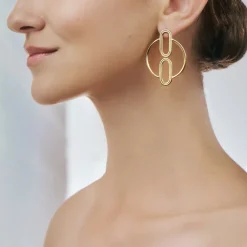 Pozłacane kolczyki koła na sztyft z kolekcji Holos