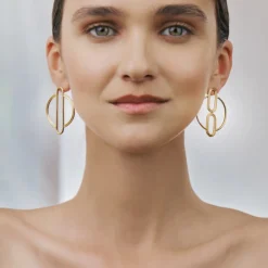 Pozłacane kolczyki koła na sztyft z kolekcji Holos