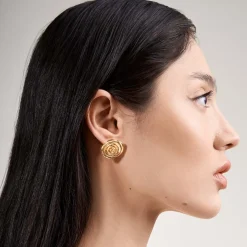 Pozłacane kolczyki róże z kolekcji Kembali