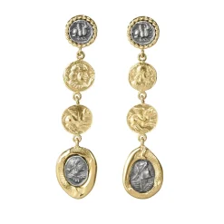 Pozłacane kolczyki z fragmentami medalionów z kolekcji Semios