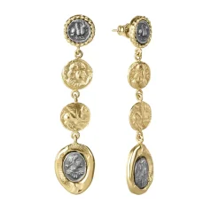 Pozłacane kolczyki z fragmentami medalionów z kolekcji Semios