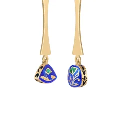 Pozłacane kolczyki z zielono-niebieskimi zdobieniami z kolekcji Minakari