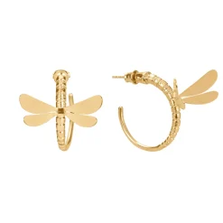 Pozłacane, okrągłe kolczyki ważki z kolekcji Plantis