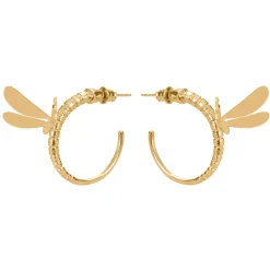 Pozłacane, okrągłe kolczyki ważki z kolekcji Plantis