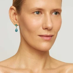 Pozłacane, wiszące kolczyki z kamieniami naturalnymi z kolekcji Gelato